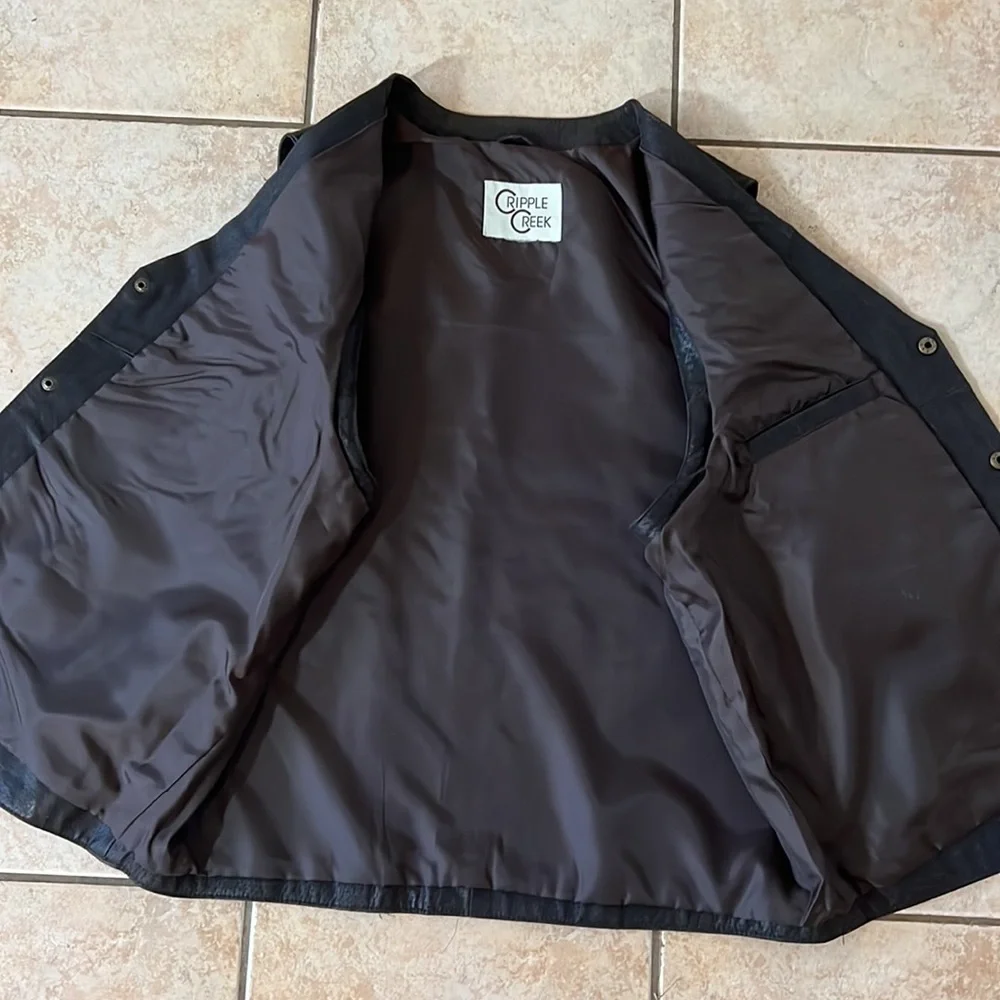 Men’s Antique Suede Leather Vest‎ Snap Buttons Espresso Brown, Sz Large
